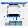 thumbnail image 2 of Upper Bounce 48" Mini Trampoline with Adjustable Handbar – Round Foldable Rebounder Fitness Trampoline for Kids & Adults, 2 of 7