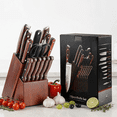 thumbnail image 6 of 15-Piece Kitchen Knife Set with Block, High Carbon Stainless Steel Chef Knife Set, Ultra Sharp Cooking Knives, Professional Cutlery Set with Steak Knives (Wood Block Classic), 6 of 11