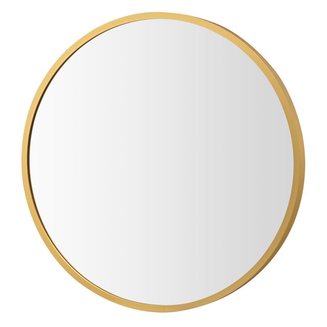 Costway 16"Round Wall Mounted Bathroom Mirror Aluminum Alloy Frame Decor Mirror Gold