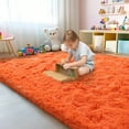 thumbnail image 7 of ZENELESS Super Soft Fluffy Rug for Bedroom,6x9 Orange Anti-Skid Plush Floor Carpet for Living Room Home Decor, 7 of 7
