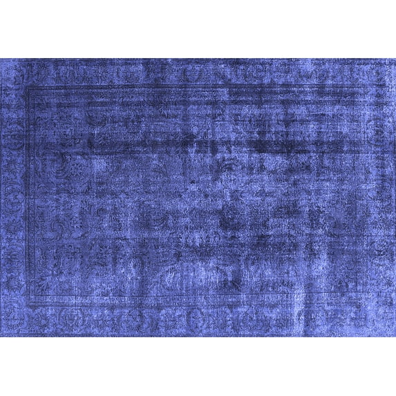 Ahgly Company Machine Washable Indoor Rectangle Oriental Blue Industrial Area Rugs, 3' x 5'