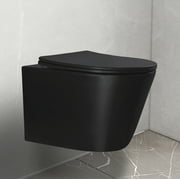 WinZo WZ5922B Wall Hung Toilet With Rimless Flush Modern Design Roud D Shaped Bowl in Matte black