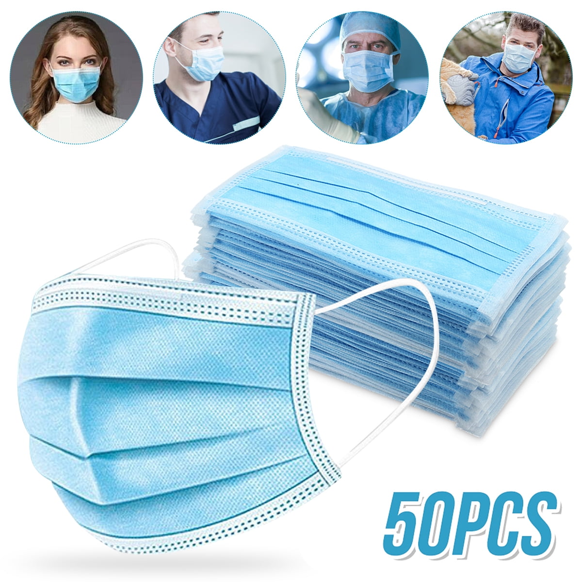 50/100Pcs Disposable Medical Surgical Mask 3 Layers Filtration ...