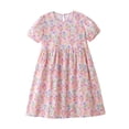 thumbnail image 4 of Amidoa Girls Summer Dresses A-Line Floral Print Puff Sleeve Short Sleeve Dresses Kids Cotton Print Casual Sundress White Size 10, 4 of 5