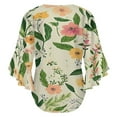 thumbnail image 6 of Floral Pattern Pretty Pastel Flowers Women's V-Neck Blouse With 3/4 Ruffled Bell Sleeves Casual Top Ladies Blouses, 6 of 7