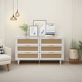 thumbnail image 2 of Dtwnek 6 Drawers Dresser Rattan Storage Cabinet for Bedroom,Living Room, White, 2 of 9