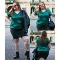 thumbnail image 6 of TIYOMI Ladies Plus Size 4X Sequin Tops Summer Short Sleeve Tunics Green V-Neck Sparkly Party Tops Club Blouses Cocktail Slimming Tunics Casual Loose Fit Shirts 4XL 24W 26W, 6 of 8