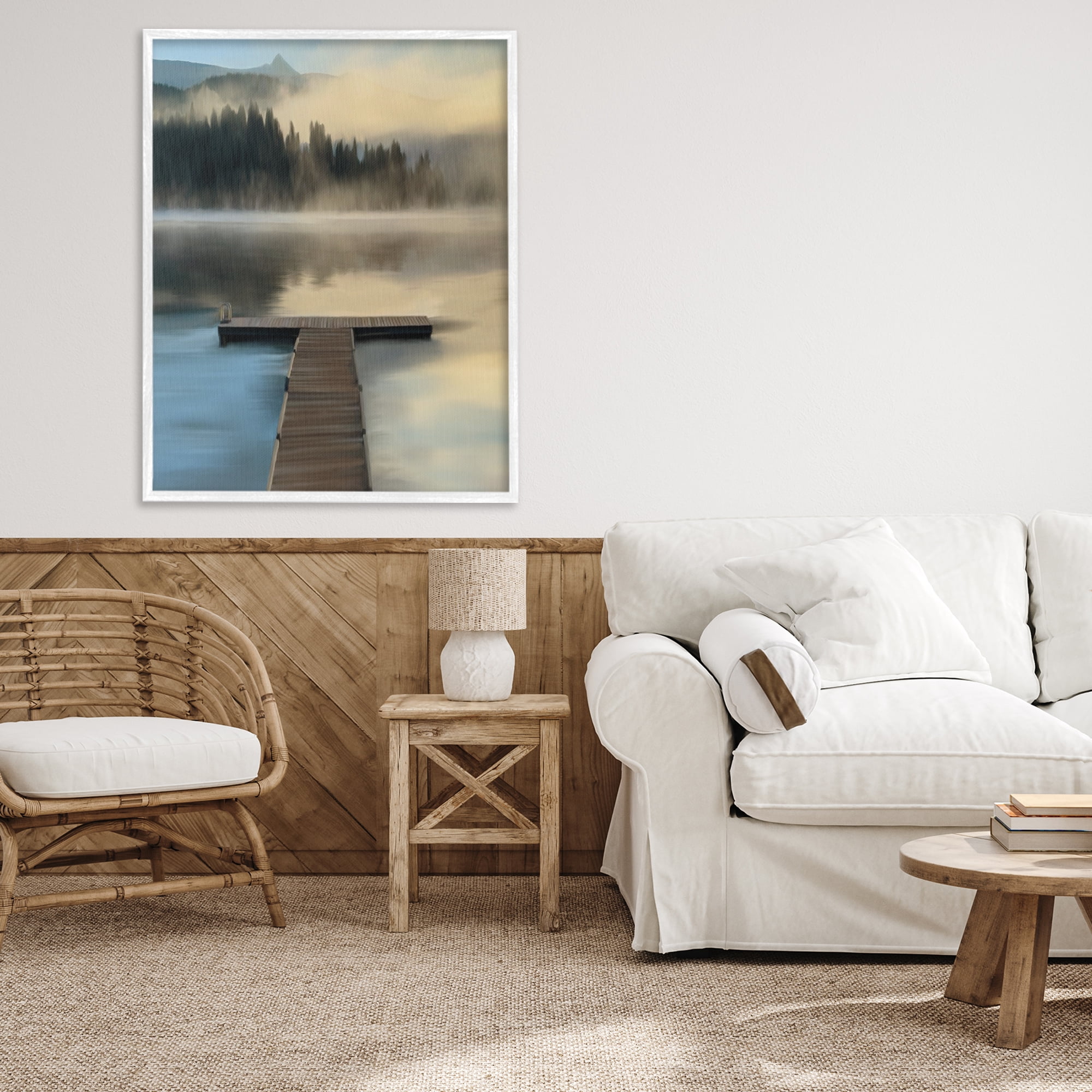 Stupell Industries Reflective Lake At Dusk White Framed Giclee Art, design by Renel Peters