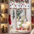 thumbnail image 3 of Valances for Windows Red Poinsettia Berry Christmas Bells Rod Pocket Short Curtain for bathroom living room bedroom Xmas Pine Cones Leaves 1 Panel 42x12in, 3 of 7