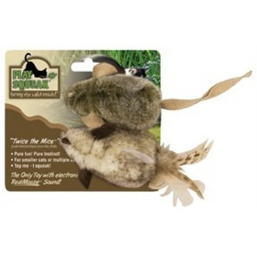 OurPets Play-N-Squeak Twice the Mice Cat Toy Interactive Catnip Toys Real Mouse Sound, Pack of 2