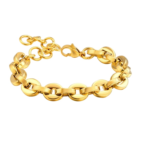 18K Gold Plated Chain Bracelet for Women Adjustable Stainless Steel Link Bracelets Trendy Hypoallergenic Womens Bracelets for Her