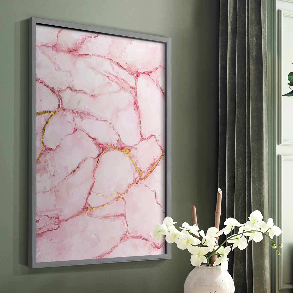 Rose Marble I in Gray Solid Wood 8 x 10 Framed Print