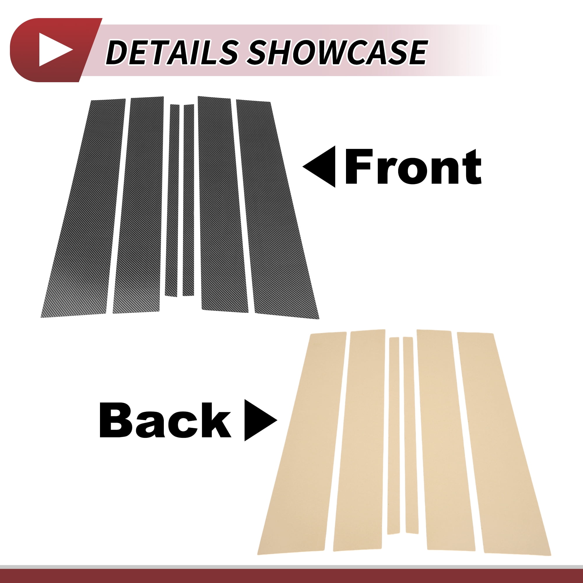 Unique Bargains 6Pcs Door Pillar Window Trim For Nissan Armada 2004-2015 Carbon Fiber