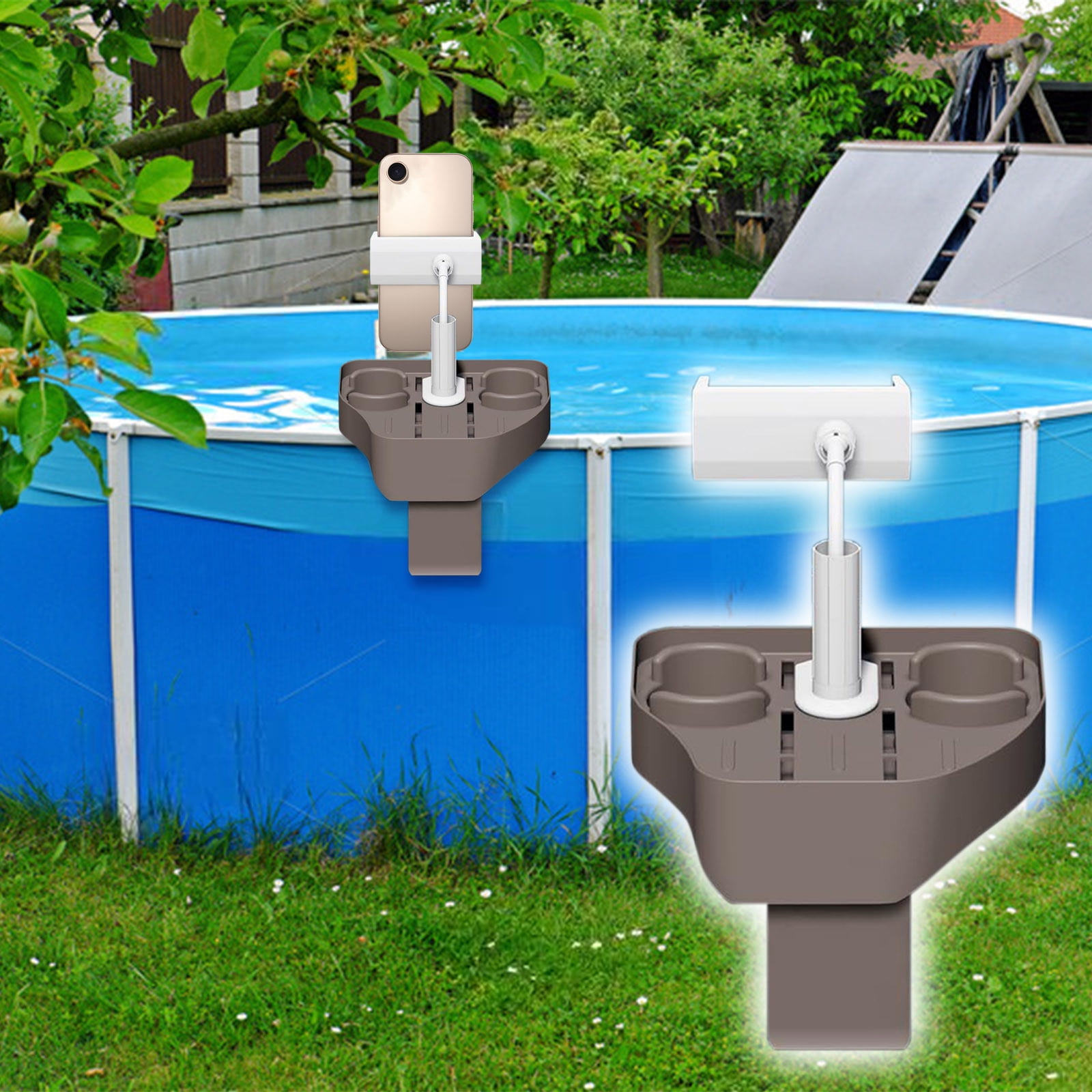 sdhkgrrt Adjustable Pool Caddy, 3-in-1 Adjustable Cup Phone Caddy, Essential Hot Tub Spa Poolside Organizer, Must Have Summer Pool Accessory, Floating Drink Tray Phone Holder