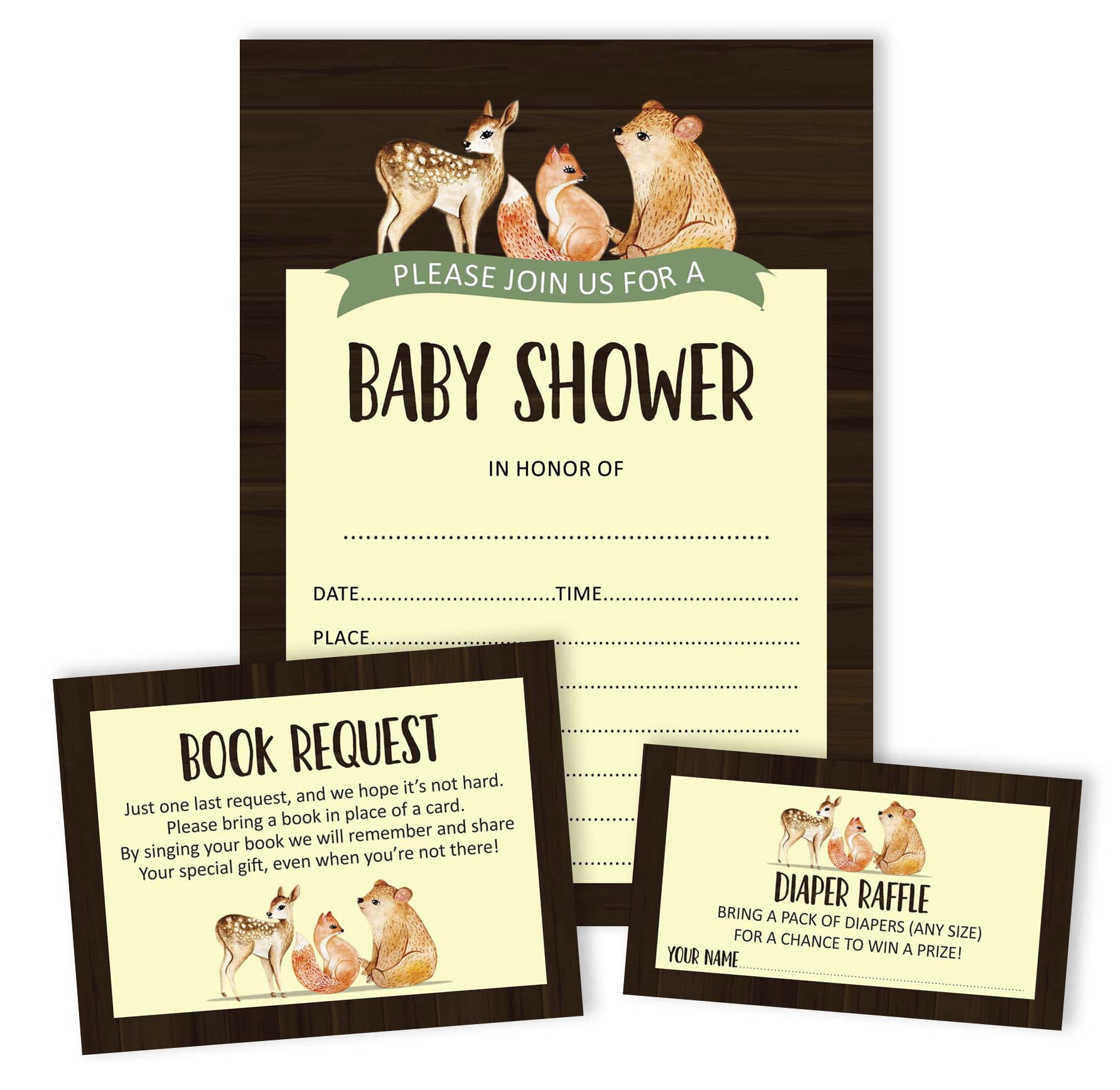 Inkdotpot Set Of 30Jungle Animals Baby Shower Invitations-Diaper Raffle Tickets And Baby Shower Book Request Cards Its a Boy Its a girl Invites