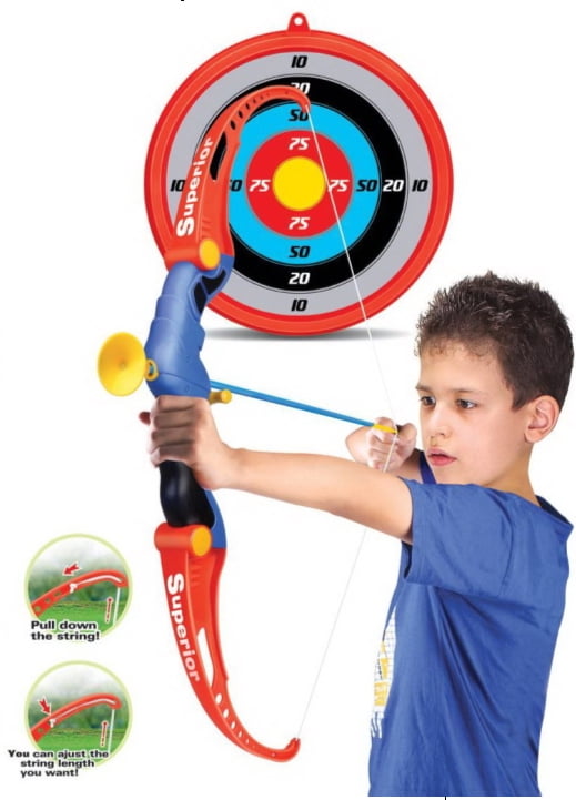 PlayWorld Kings Sport Toy Archery Bow And Arrow Set for Kids With Arrows, Target, And Quiver