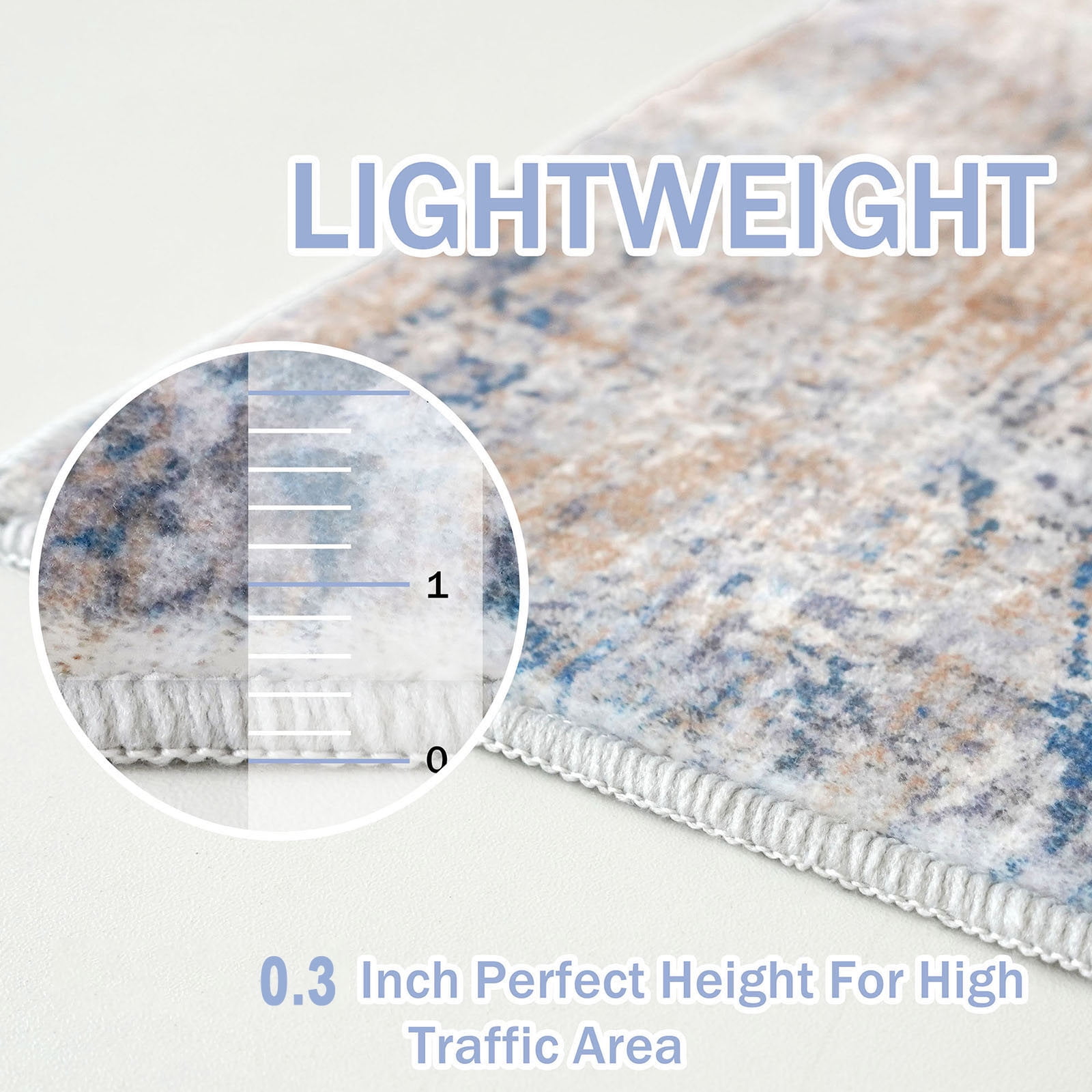 iOhouze Washable Rugs 3x5 ft Entryway Rugs Abstract Non Slip Area Rug Printed Faux Wool Soft Kitchen Rugs Indoor Rugs for Entrance Foyer Living Room Bedroom, Blue/Rust/White