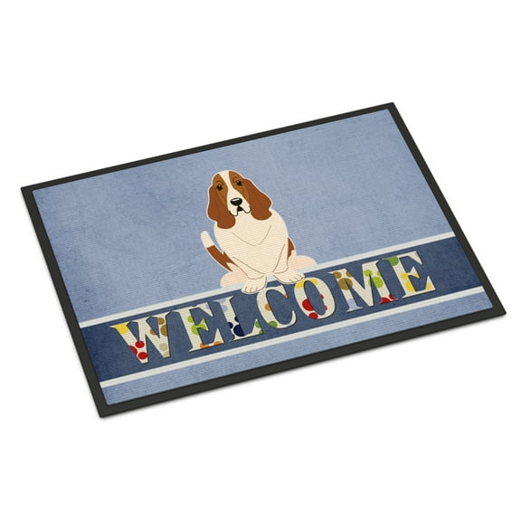 Carolines Treasures BB5602MAT Basset Hound Welcome Door Mat Indoor Rug or Outdoor Welcome Mat 18x27 Doormat  27"L x 18"W