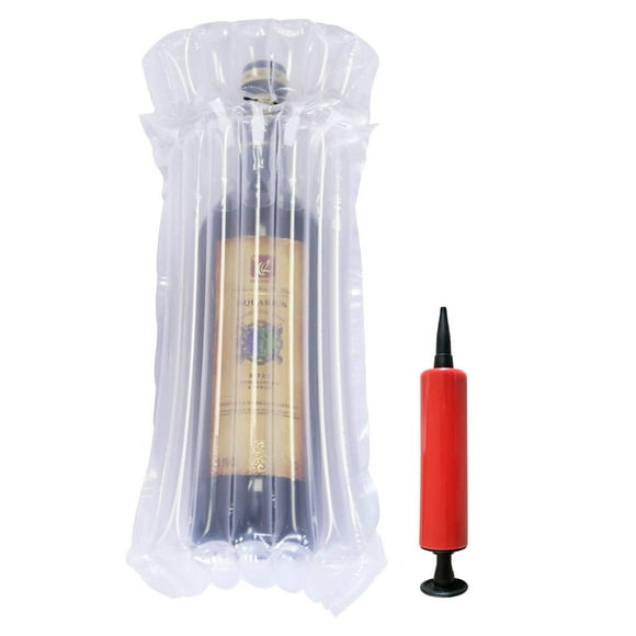 STNTUS Protecteur de Bouteille de Vin, 15 Pack Manchons de Coussin à Bulles pour Bagages, Voyage en Avion, Transport, Expédition Sécurisée, Sacs d'Emballage Gonflables Remplis d'Air avec Pompe