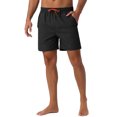 thumbnail image 4 of INSPIRE CHIC Mens Casual Summer Elastic Waist Drawstring Mesh Lining Swimming Beach Shorts 28 Black, 4 of 5