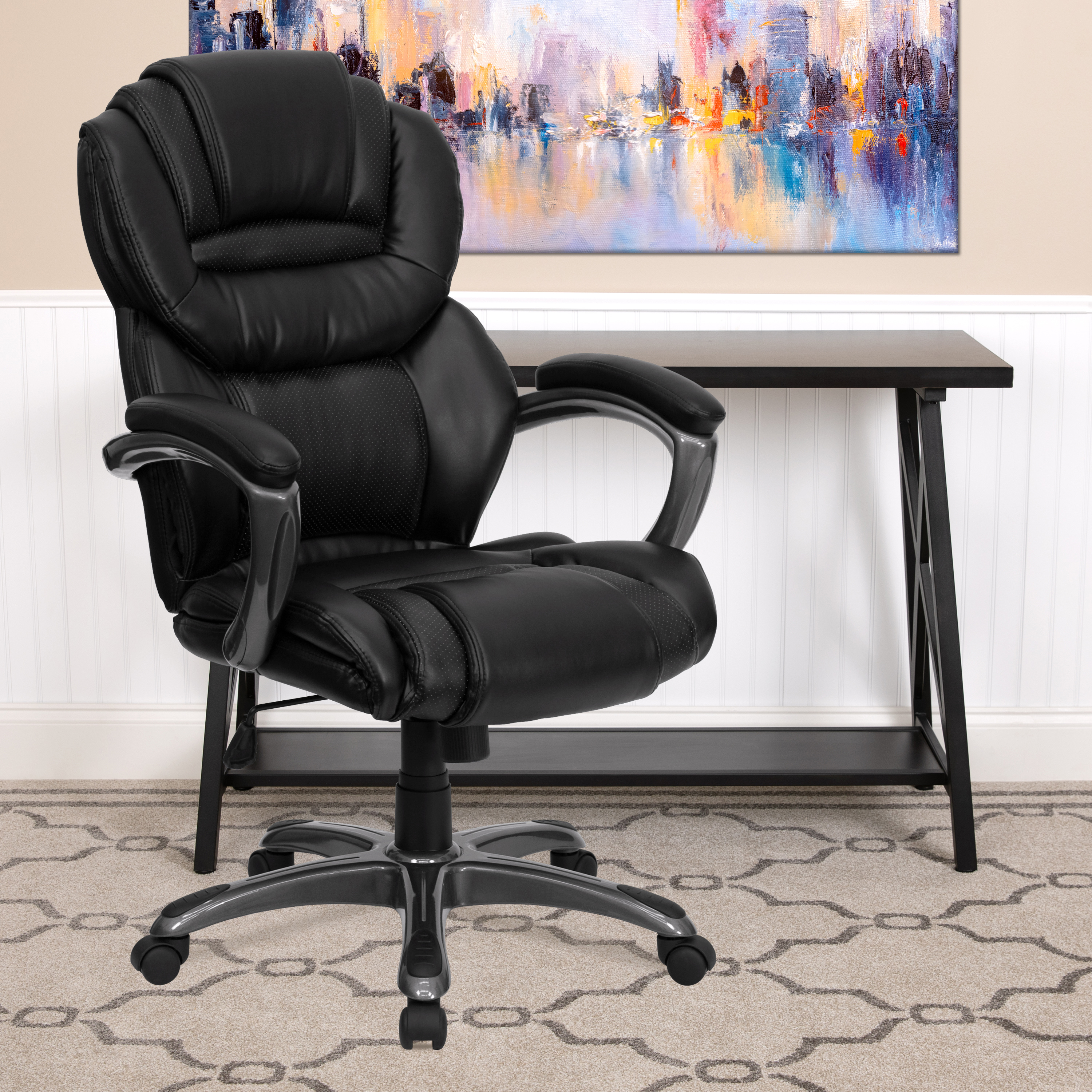 Flash Furniture High Back Black LeatherSoft Executive Swivel Ergonomic Office Chair with Arms - image 2 of 12