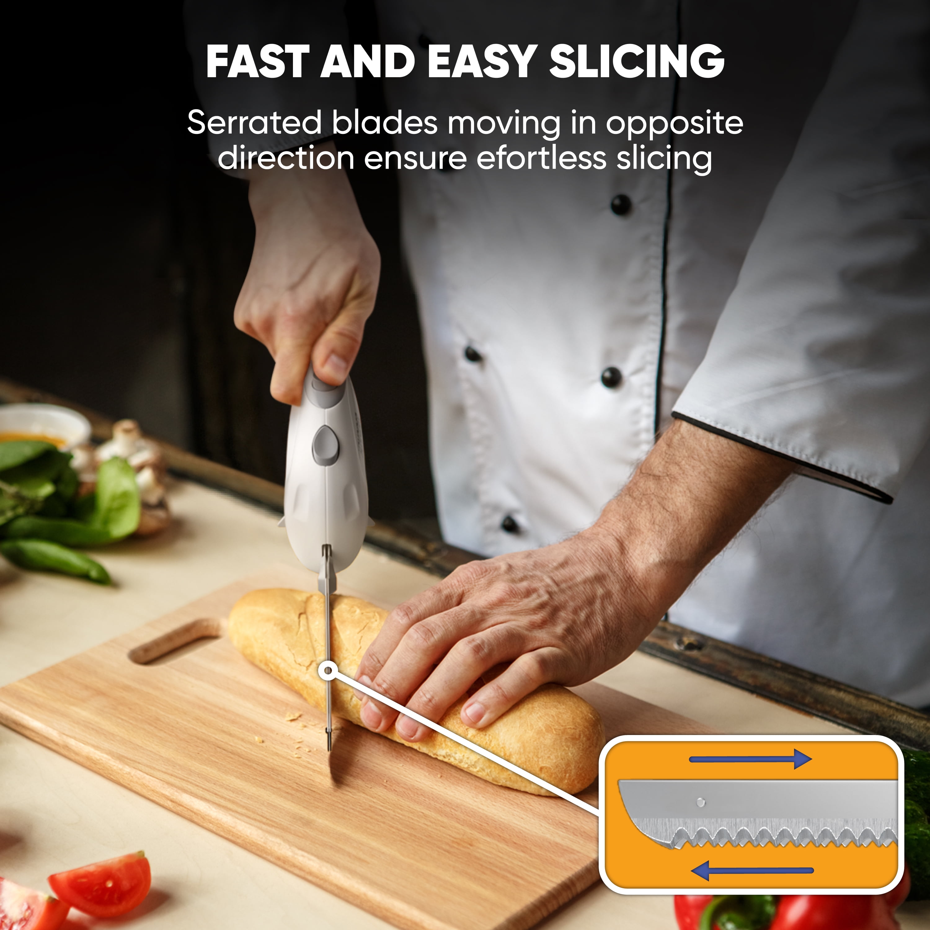 Electric Knife, Electric Carving Knife with 2 Serrated 8” Stainless Steel  Blades, Eject Button and Handle Easy Grip for Carving Meats, Turkey,  Poultry, Bread, Crafting Foam