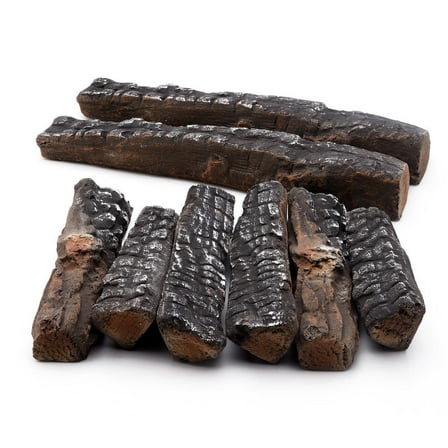 8 pcs Ceramic Woodlike Fireplace Log set for Gas Fireplaces & Fire Pit & Stoves