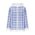 thumbnail image 5 of Njagoc3 Womens Plaid Gingham Zip Up Hoodie Drawstring Long Sleeve Loose Fit Fleece Sweatshirt with Pockets Casual Fall Outerwear for Picnic Travel，Sky Blue，XL, 5 of 6