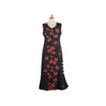 thumbnail image 3 of Women's La Cera 2771 Sleeveless Rayon Floral Lounge Dress (Black/Red L), 3 of 4