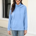 thumbnail image 5 of Women's Hoodies Sweatshirts Solid Color Long Sleeve Turtleneck Kangaroo Pocket Hooded Tops Casual Loose Fall Pullover, 5 of 7