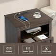 thumbnail image 6 of Nightstand with Charging Station Set of 2, Farmhouse Night Stand with 2 Drawers, Bedside Cabinet for Bedroom, End Table Side Table with Storage (2, Standard Brown), 6 of 16