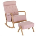thumbnail image 6 of Nursery Rocking Chair with Ottoman, Modern Fabric Upholstered Armchair with Thick Padded Cushion and High Backrest Relaxing Swing Chair Accent Glider Rocker Chair for Living Room Bedroom, Pink, 6 of 7