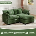thumbnail image 6 of BedLuxury 76.7’’ Loveseat Sofa with Ottoman for Living Room, Modern Chenille Comfy L Shaped Couch, 2-Seat, Green, 6 of 10