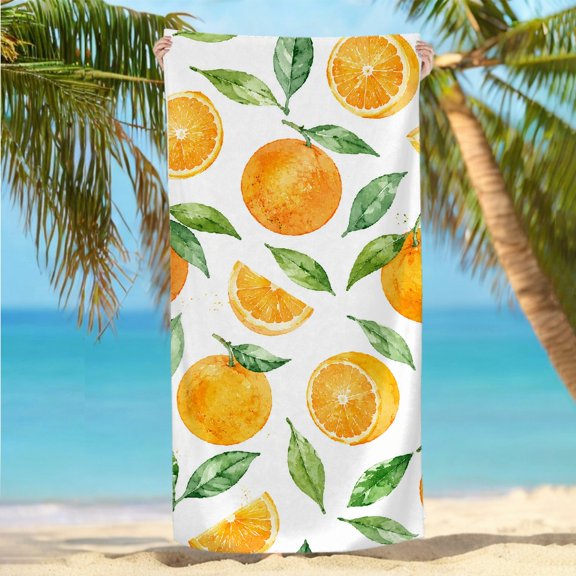 RKSupls Orange Watercolor Pattern Quickly Absorb Moisture Beach Towel, Ultra-Soft Microfiber Machine Washable Ideal for Bathroom beach yoga 30x60 in