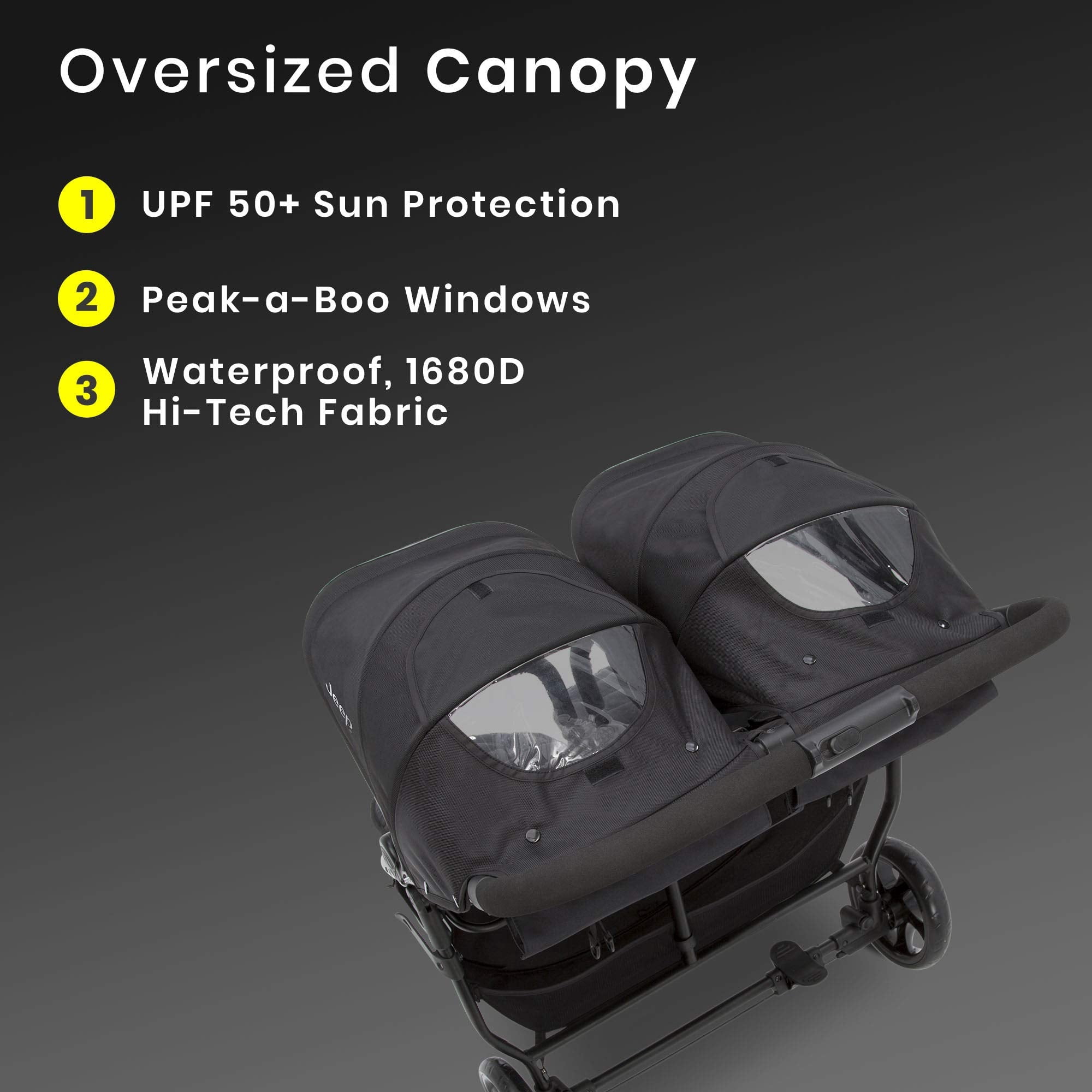 J is for Jeep Destination Ultralight Double Stroller in Midnight by Delta Children