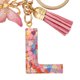 thumbnail image 5 of Llaveros con letras iniciales, llavero con letras del alfabeto, llavero de mariposa con borla rosa, 5 of 9