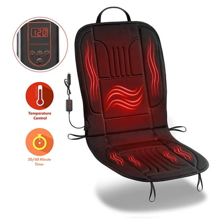 Zone Tech Car Heated Seat Cover Cushion Hot Warmer - 12V Heating Warmer Pad Cover Perfect for Cold Weather and Winter