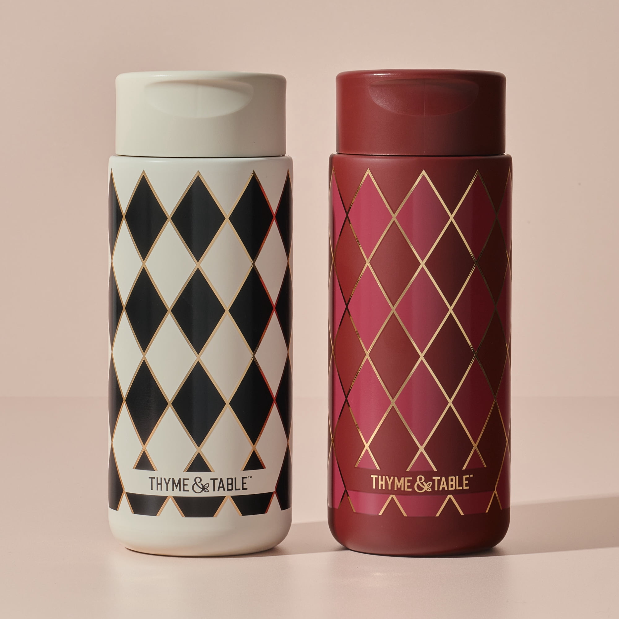 Thyme & Table 22oz Stainless Steel Coffee Tumbler, Black Diamond