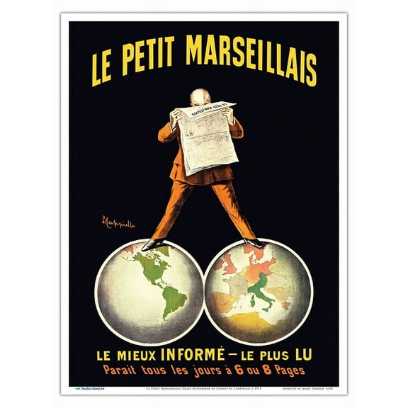 Le Petit Marseillais Daily Newspaper - Vintage French Advertising Poster by Leonetto Cappiello c.1911 - Master Art Print (Unframed) 9in x 12in