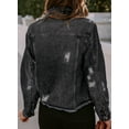 thumbnail image 2 of HOTAPEI Ripped Jean Jacket for Women Fashion Cropped Jacket Button Frayed Distressed Denim Jackets With Pocket, 2 of 7