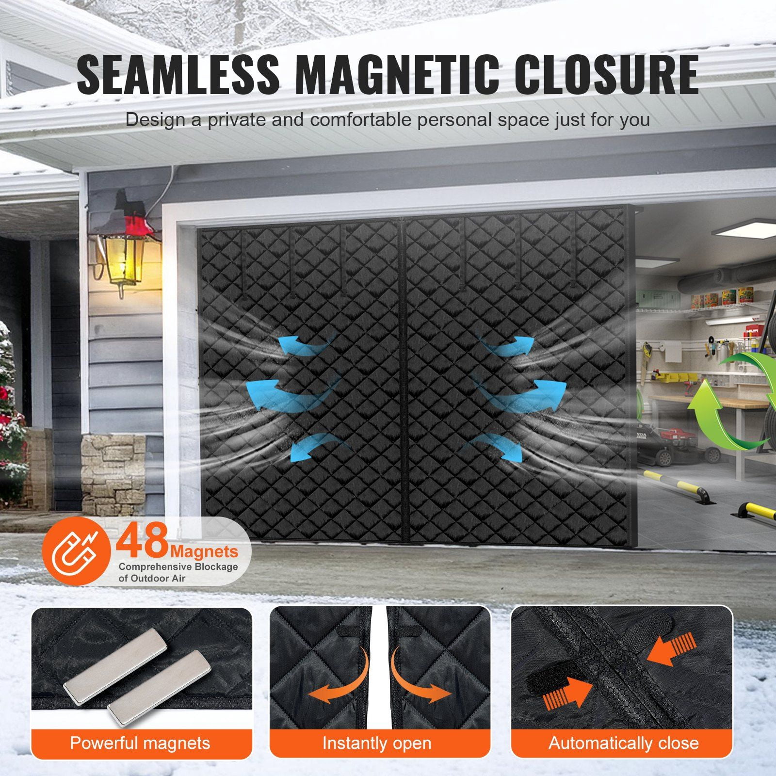 Garage Door Insulation Kit for Winter 8.3 x 7.15 ft – Thermal Barrier Screen to Block Cold Air