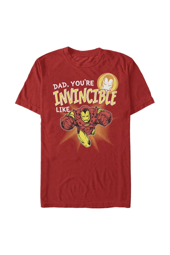 Men's Marvel Dad You're Invincible Like Iron Man Graphic Tee Red Large