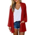 thumbnail image 3 of Meichang Sheer Cardigans for Women Summer Light Weight Long Sleeve Kimono Cardigan Open Front Chiffon Cover Ups Casual Resort Wear with Pockets, 3 of 7