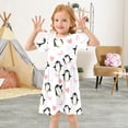 thumbnail image 5 of Penguin Love Pattern Girls Short Sleeve Dress A Line Sun Protection Breathable Comfort Sundress 3T, 5 of 8