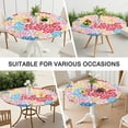 thumbnail image 7 of Vibrant Mixed Pioneer Flower Pattern Round Fitted Tablecloth with Elastic Edge,Dining Table Cover Waterproof,Outdoor Round Tablecloth for Camping,Dining,Indoor and Outdoor, 7 of 7
