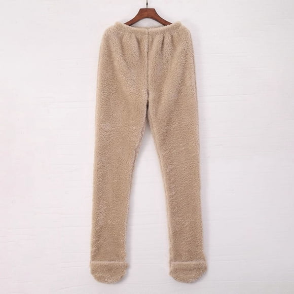 Womens Pants Men's and Women's Winter Thick Fleece Warm Pants with Socks and Foot Wrapped Warm Sleeping Pants Casual Pants Women