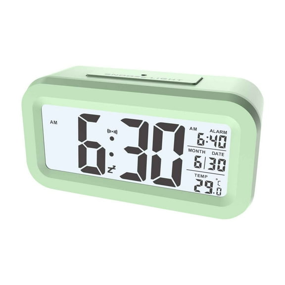 Digital Alarm Clock with Indoor Temperature, Snooze Model,12/24H Display, Silent Clock, Electronic Clock, Light Sensing Alarm Clock, Home Desk Decorations, for Office Table Bedroom Nightstand