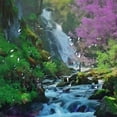 thumbnail image 5 of Orinice Forest Waterfall Shower Curtain Green Nature Rainforest Tree Forest Pink Flower Jungle Plant Landscape Summer Landscape Bathroom Fabric Decoration 36x72, 5 of 7