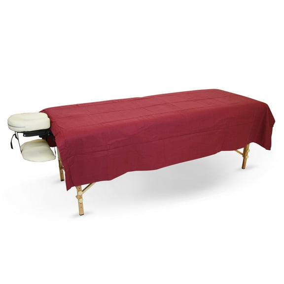 SPA Massage Table Poly Cotton Flat Top Sheets No Wrinkling & Shrinking (Burgundy)