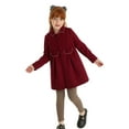 thumbnail image 3 of LittleSpring Big Girls Winter Coat Casual Peacoat Dress Coat Faux Wool Lapel Outerwear Midweight Solid Dark Red Size 10-12, 3 of 7
